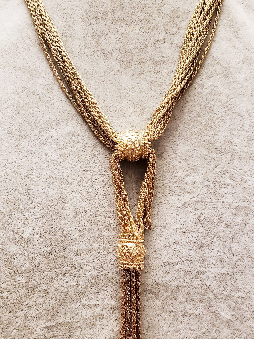 Gold-Tone Multi Strand Lariat Necklace